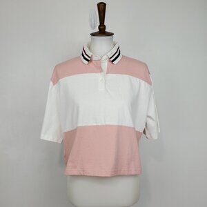 Wild Fable Cropped Polo Top Short Sleeve Color Block Academia Preppy NEW Size S